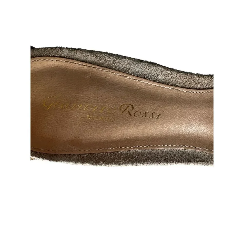 Gianvito Rossi Suede Hayes Buckle Accent Ankle Strap Sandals Women's Size 37.5
